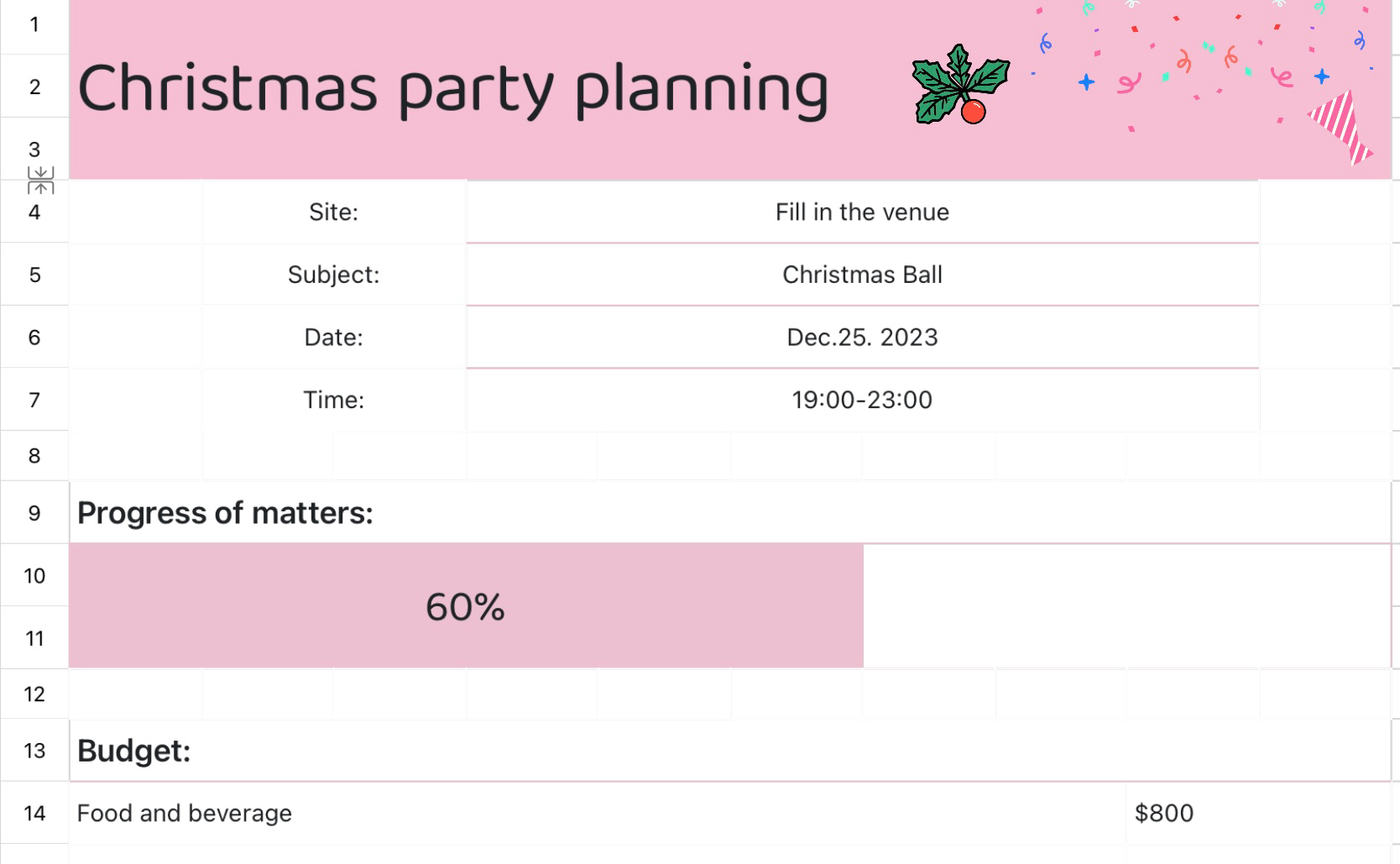 Christmas party planning